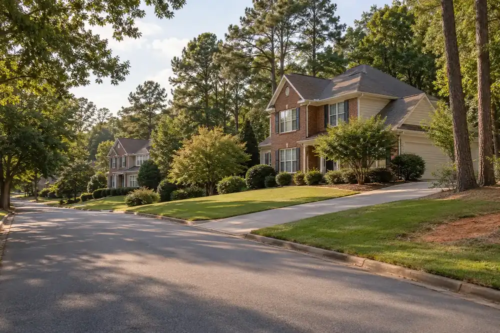 Illustration of a typical residential street in the Peachtree Corners, GA area